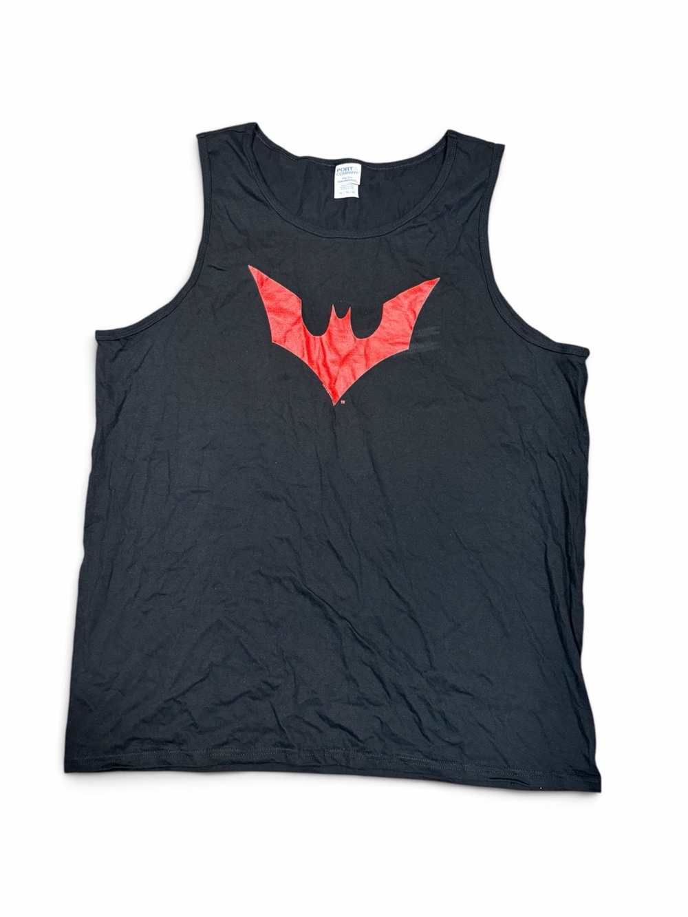 Men's Black Tank Top with Red Batman Emblem